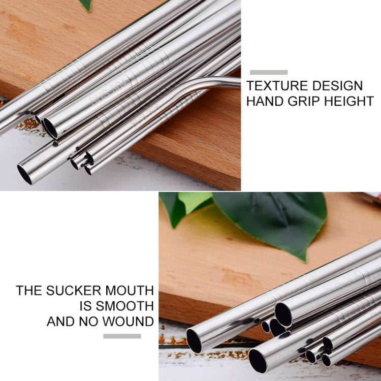 5pcs Reusable Stainless Steel Bent Drinking Straw + Cleaner Brush Set Kit, 215*8mm, 215*8mm (Bent)