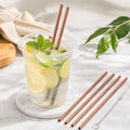 5pcs Reusable Stainless Steel Straight Drinking Straw + Cleaner Brush Set Kit, 215*8mm, 215*8mm (Straight) 215*8mm (Straight) Rose Gold