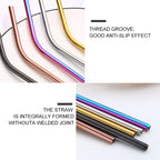 4pcs Reusable Stainless Steel Drinking Straw + Cleaner Brush Set Kit, 215*8mm, 215*8mm (Combination)