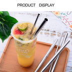 4pcs Reusable Stainless Steel Drinking Straw + Cleaner Brush Set Kit, 215*8mm, 215*8mm (Combination)