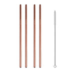 5pcs Reusable Stainless Steel Straight Drinking Straw + Cleaner Brush Set Kit, 266*6mm, 266*6mm (Straight)
