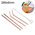 4pcs Reusable Stainless Steel Drinking Straw + Cleaner Brush Set Kit, 266*6mm, 266*6mm (Combination) 266*6mm (Combination) Rose Gold