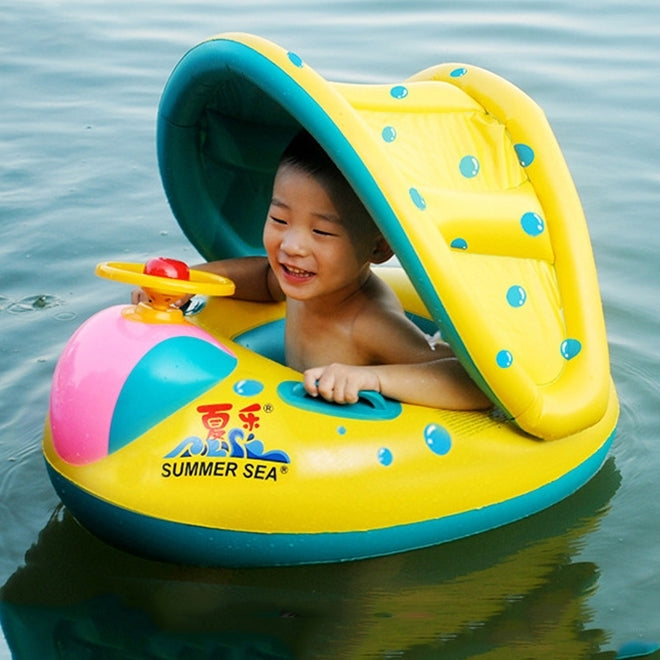 Inflatable Swimming Safety Seat Sunshade Boat Ring for Baby Children, Inflated Size: 72cm x 65cm x 58cm, Seat Boat – Durable Build, Easy to Use Seat Boat