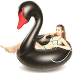 Swan Shaped Inflatable Floating Swimming Safety Pool Ring, Inflated Size: 110cm, 110cm Swan Black