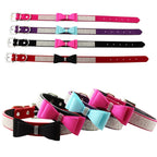Flocking Diamond Studded Bowknot Pet Collar Dog Collar Pet Products, Size: S, 1.5 * 37cm, Size: S