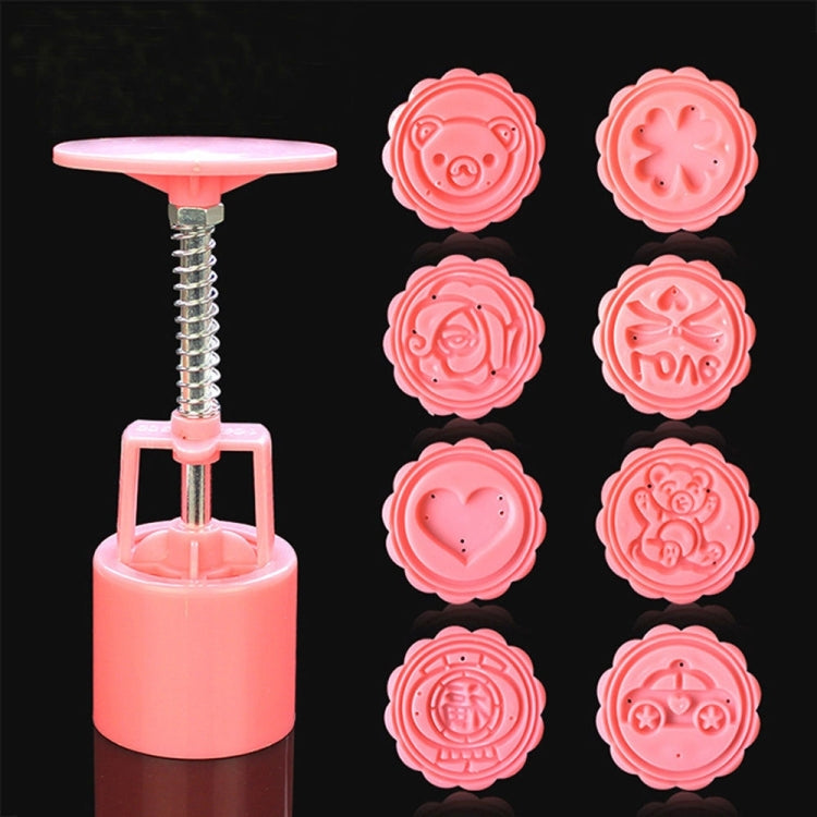 DIY Fondant Cake Mold Biscuit Cookie Cutters Baking Tools with 8 PCS Round Cartoon Patterns, 8 PCS Round Cartoon Patterns(Pink) 8 PCS Round Cartoon Patterns(Pink) Pink