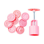 DIY Fondant Cake Mold Biscuit Cookie Cutters Baking Tools with 8 PCS Round Cartoon Patterns, 8 PCS Round Cartoon Patterns(Pink)