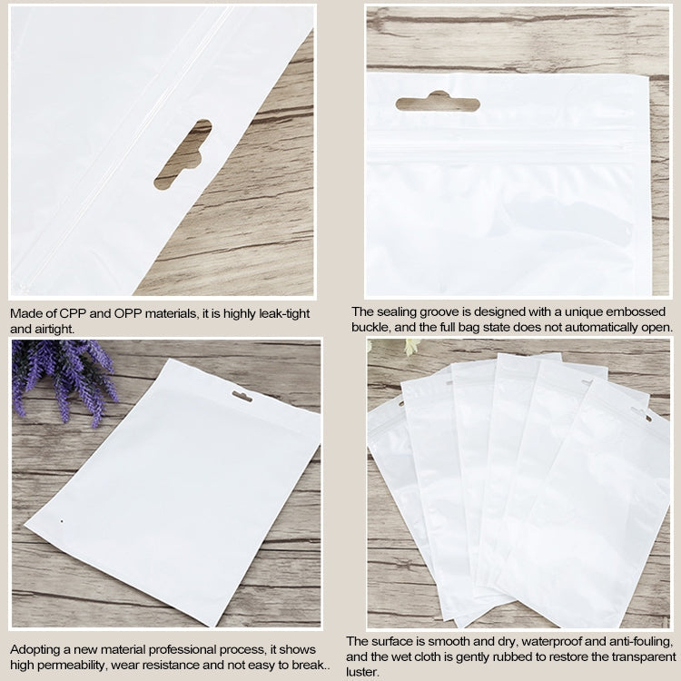 100 PCS 11cm x 18cm Hang Hole Clear Front White Pearl Jewelry Zip Lock Packaging Bag, Custom Printing and Size are welcome, 11*18cm – Durable Build, Easy to Use