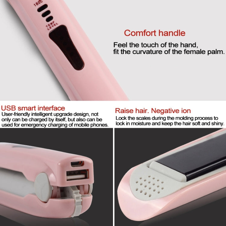 Wireless Mini USB Rechargeable Hair Straightener Hair Curler Double Purpose Hair Splint – Aluminum Alloy