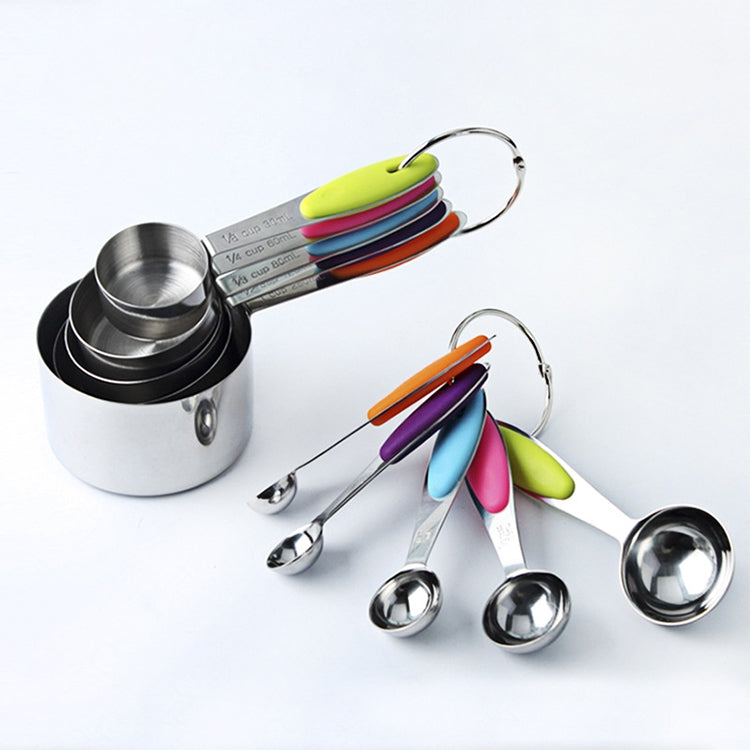 kn650 10 in 1 Colorful Stainless Steel Measuring Spoon Cake Mold Baking Tool Set, 10 in 1 Measuring Spoon(Colorful)
