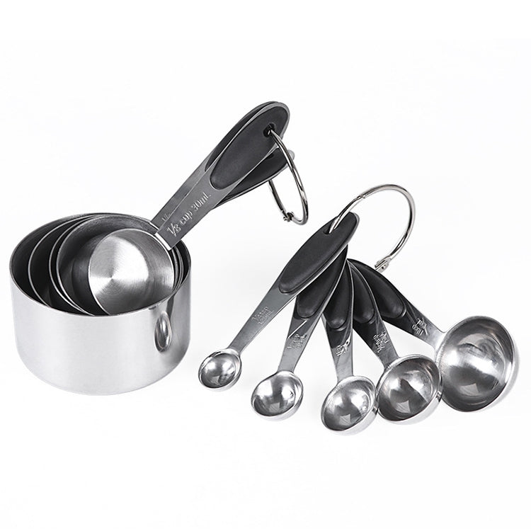 kn650 10 in 1 Black Stainless Steel Measuring Spoon Cake Mold Baking Tool Set, 10 in 1 Measuring Spoon(Black) 10 in 1 Measuring Spoon(Black)
