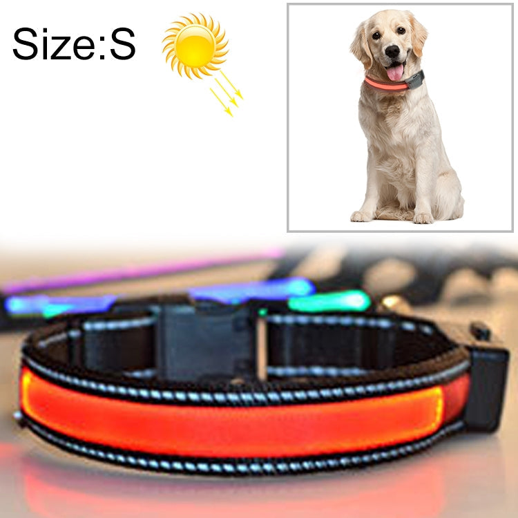 Medium and Large Dog Pet Solar + USB Charging LED Light Collar, Neck Circumference Size: S, 35-40cm, Size: S – Durable Build, Easy to Use Size: S Red