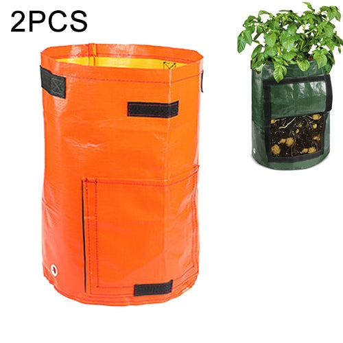2 PCS 7 Gallons Potato Planting PE Bags Woven Fabric Bags Cultivation Garden Pots Vegetable Planting Bags Grow Bags Farm Garden Supplies, Yellow, Green, Black, Orange – Waterproof Orange HC4637E