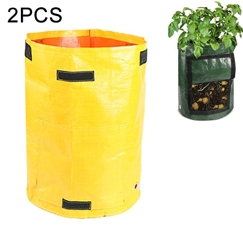 2 PCS 7 Gallons Potato Planting PE Bags Woven Fabric Bags Cultivation Garden Pots Vegetable Planting Bags Grow Bags Farm Garden Supplies, Yellow, Green, Black, Orange Yellow HC4637Y