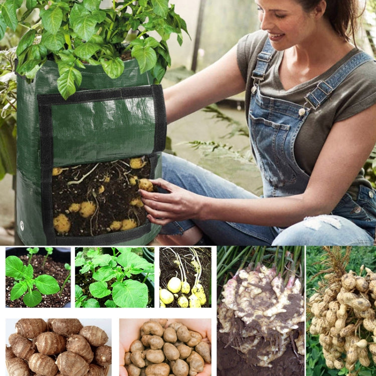 2 PCS 7 Gallons Potato Planting PE Bags Woven Fabric Bags Cultivation Garden Pots Vegetable Planting Bags Grow Bags Farm Garden Supplies, Yellow, Green, Black, Orange