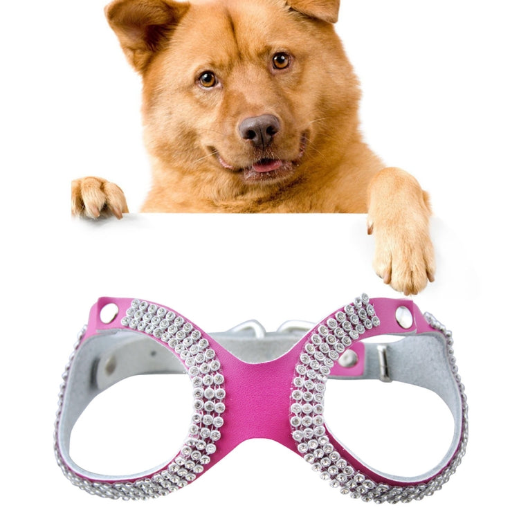 Rhinestone Leather Glasses Style Breathable Dog Chest Strap, Size: S Magenta
