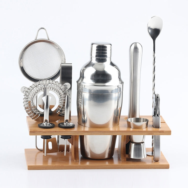 11 in 1 Stainless Steel Cocktail Shaker Tools Set with Wooden Mount, Capacity: 550ml, 550ml 550ml