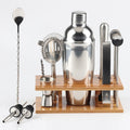 14 in 1 Stainless Steel Cocktail Shaker Tools Set with Bamboo Mount, Capacity: 750ml, 750ml, Bamboo 750ml, Bamboo