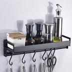 40cm 6 Hooks Kitchen Multi-function Wall Hanging Holder Seasoning Storage Rack, 40cm 6 Hooks(Black) 40cm 6 Hooks(Black)