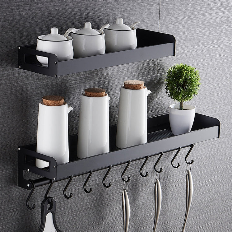 40cm 6 Hooks Kitchen Multi-function Wall Hanging Holder Seasoning Storage Rack, 40cm 6 Hooks(Black)