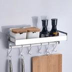 40cm 6 Hooks Kitchen Multi-function Wall Hanging Holder Seasoning Storage Rack, 40cm 6 Hooks(Silver) 40cm 6 Hooks(Silver)
