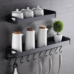 50cm 8 Hooks Kitchen Multi-function Wall Hanging Holder Seasoning Storage Rack, 50cm 8 Hooks (Black)