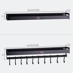 60cm 10 Hooks Kitchen Multi-function Wall Hanging Holder Seasoning Storage Rack, 60cm 10 Hooks(Black)