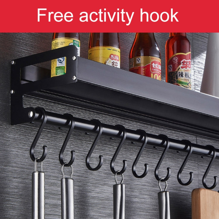 70cm 10 Hooks Kitchen Multi-function Wall Hanging Holder Seasoning Storage Rack, 70cm 10 Hooks(Black)