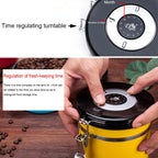 800ml Stainless Steel Sealed Food Coffee Grounds Bean Storage Container with Built-in CO2 Gas Vent Valve & Calendar