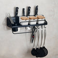 A Version 50cm 1 Cup 8 Hooks Kitchen Multi-function Wall-mounted Condiment Storage Rack, A Version 50cm 1 Cup A Version 50cm 1 Cup