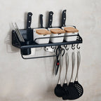 A Version 50cm 1 Cup 8 Hooks Kitchen Multi-function Wall-mounted Condiment Storage Rack, A Version 50cm 1 Cup A Version 50cm 1 Cup