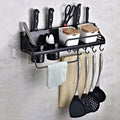 A Version 50cm 2 Cup 8 Hooks Kitchen Multi-function Wall-mounted Condiment Storage Rack, A Version 50cm 2 Cup A Version 50cm 2 Cup