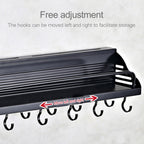 A Version 70cm 2 Cups 10 Hooks Kitchen Multi-function Wall-mounted Condiment Storage Rack, A Version 70cm 2 Cups