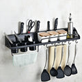 A Version 80cm 3 Cups 10 Hooks Kitchen Multi-function Wall-mounted Condiment Storage Rack, A Version 80cm 3 Cups A Version 80cm 3 Cups