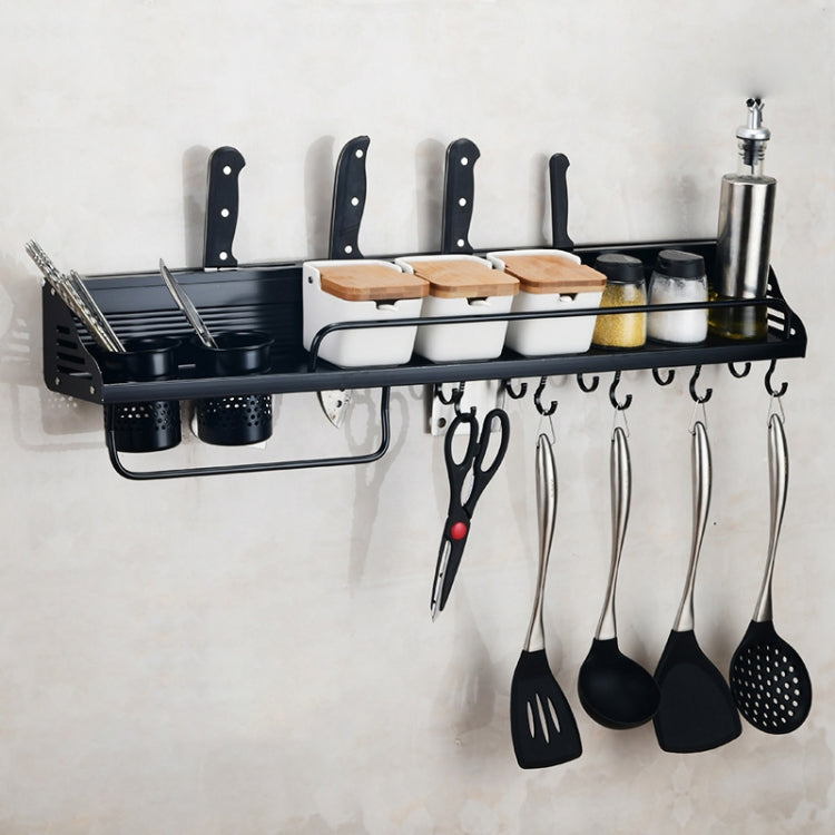 A Version 80cm 2 Cups 10 Hooks Kitchen Multi-function Wall-mounted Condiment Storage Rack, A Version 80cm 2 Cups A Version 80cm 2 Cups