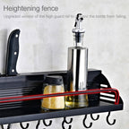 A Version 80cm 2 Cups 10 Hooks Kitchen Multi-function Wall-mounted Condiment Storage Rack, A Version 80cm 2 Cups