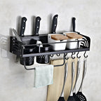 B Version 50cm 2 Cups 10 Hooks Kitchen Multi-function Wall-mounted Condiment Storage Rack, B Version 50cm 2 Cups B Version 50cm 2 Cups