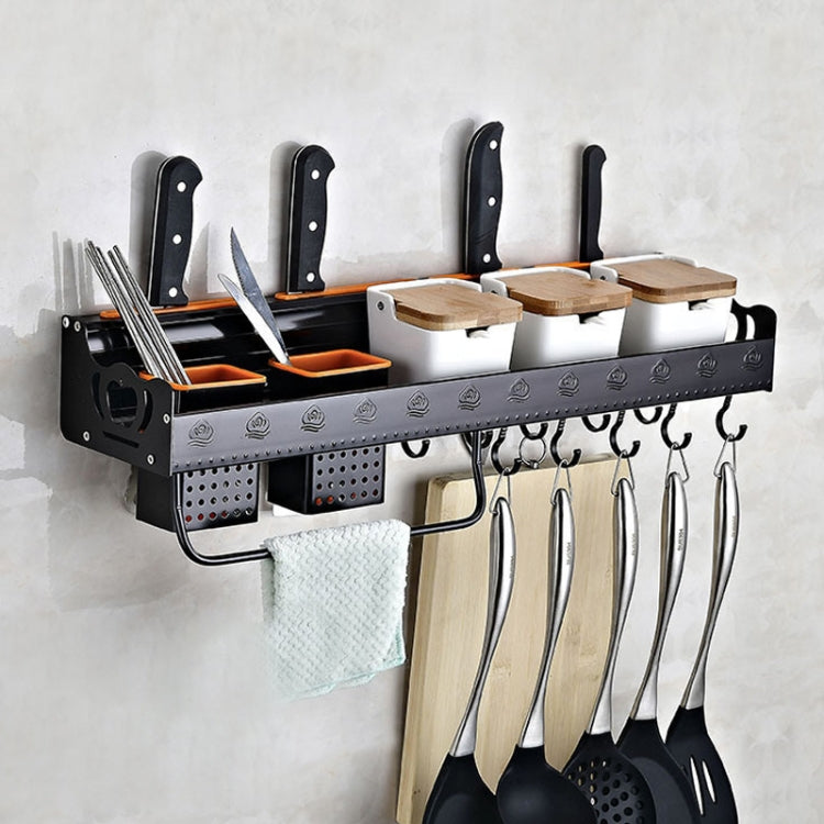 C Version 60cm 2 Cups 10 Hooks Kitchen Multi-function Wall-mounted Condiment Storage Rack, C Version 60cm 2 Cups C Version 60cm 2 Cups