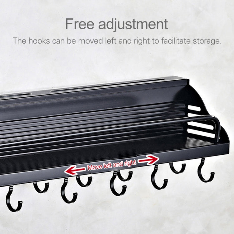 C Version 60cm 2 Cups 10 Hooks Kitchen Multi-function Wall-mounted Condiment Storage Rack, C Version 60cm 2 Cups