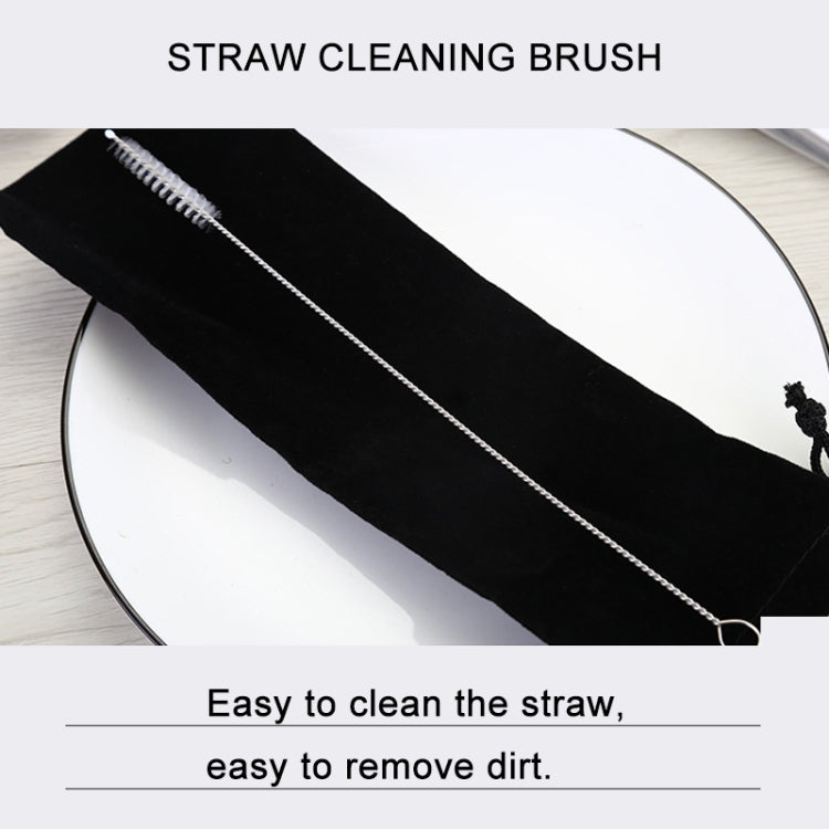 8pcs Reusable Silicone Tips Stainless Steel Drinking Straws + 2pcs Cleaner Brushes Set Kit with Cashmere Bag, 215*6mm, 215*6mm