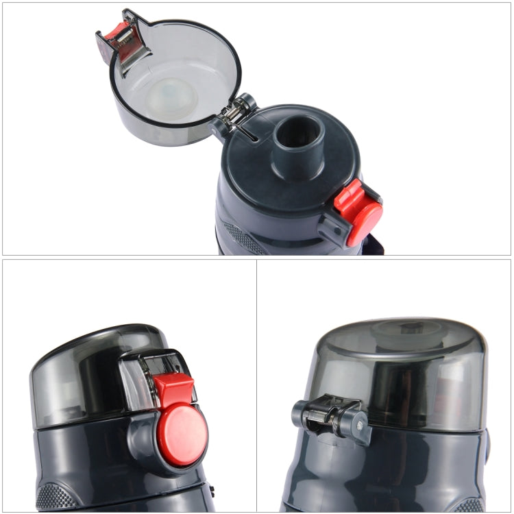 Teloy TNY-9601 650ML Portable Snap Cap Space Cup Bottle, Applicative Water Temperature: ﹣20 ~ 120 Celsius Degrees, TNY-9601 (Dark Grey + Red) – Durable Build, Easy to Use