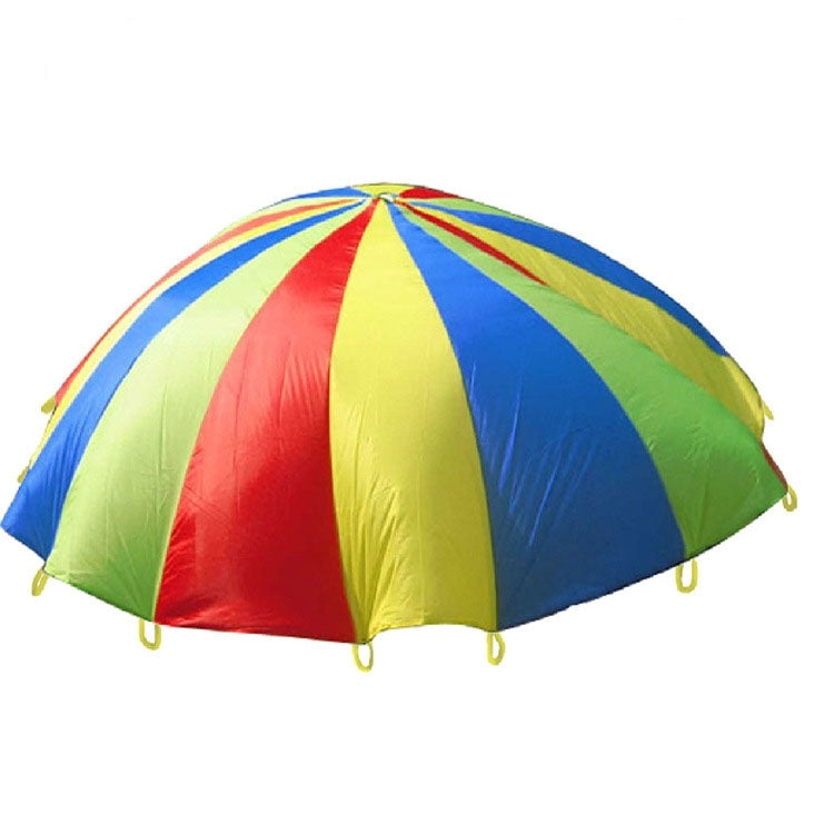 5m Children Outdoor Game Exercise Sport Toys Rainbow Umbrella Parachute Play Fun Toy with 12 Handle Straps for Families / Kindergartens / Amusement Parks, 5m 12 Handle Straps
