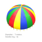 7m Children Outdoor Game Exercise Sport Toys Rainbow Umbrella Parachute Play Fun Toy with 16 Handle Straps for Families / Kindergartens / Amusement Parks, 7m 16 Handle Straps