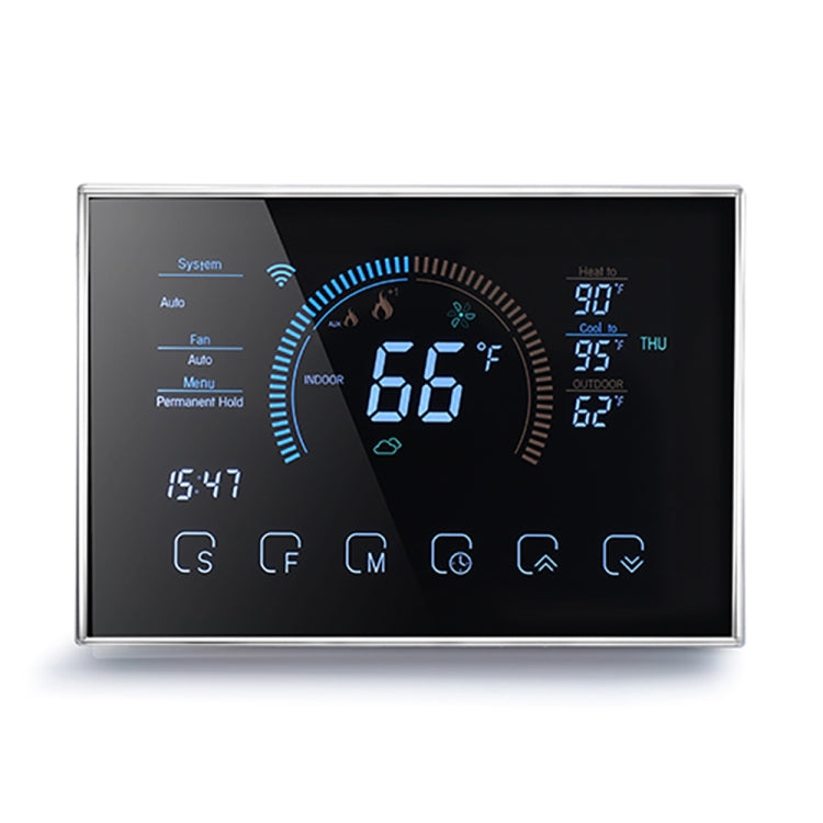 BHP-8000-WIFI-SS 3H2C Smart Home Heat Pump Round Room Brushed Mirror Housing Thermostat with WiFi, AC 24V, with WiFi with WiFi