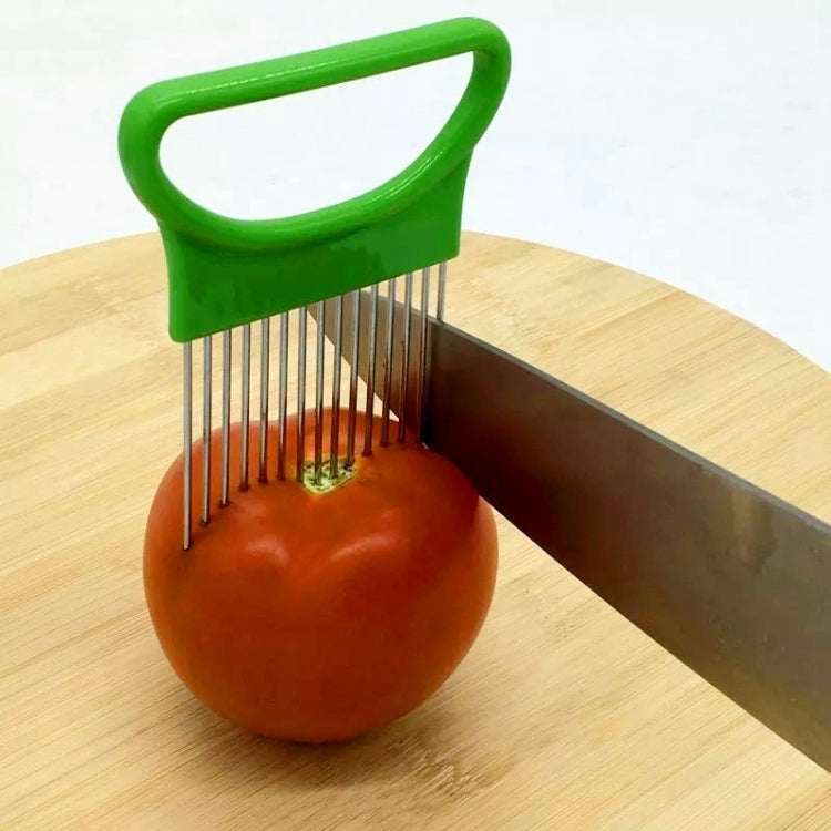 Stainless Steel Vegetable Onion Cutter Holder Meat Needle Kitchen Tools, Green, Blue, White Green Green