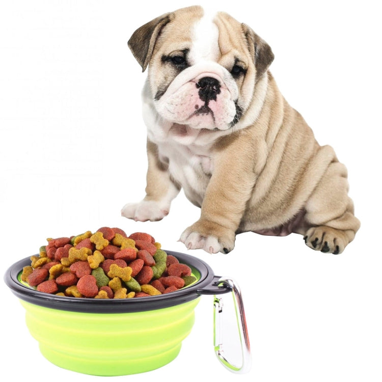 Portable Pet Folding Feeding Bowl Silicone Water Dish Feeder Puppy Travel Bowl, Random Color Delivery, Bowl Diameter: 13cm Green