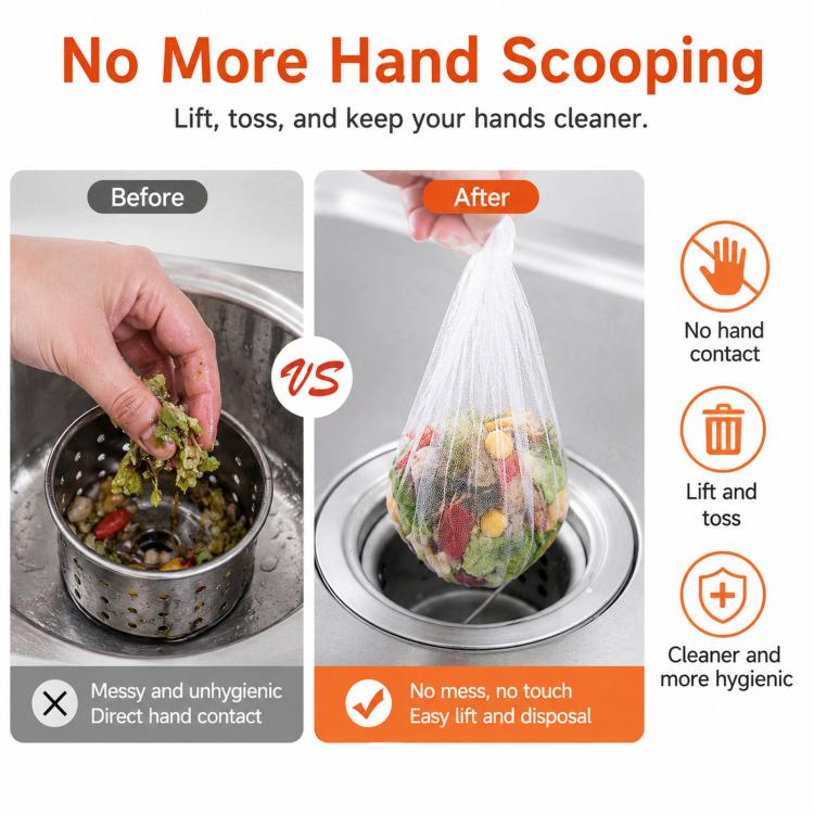 100pcs /Pack Sink Strainer Mesh Bags Disposable Kitchen Sink Filter Bags Elastic Fine Mesh Food Catcher for Sink Drain, Filter Bag – Durable Build, Easy to Use