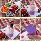 Bingo 500ml Mini Portable USB Rechargeable Electric Juicer Cup Juicer Blender, 22000 Revolutions Per Minute, 2 Blade Head Pink, 2 Blade Head Green, 2 Blade Head Blue, 2 Blade Head Purple, 2 Blade Head Red