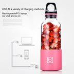 Bingo 500ml Mini Portable USB Rechargeable Electric Juicer Cup Juicer Blender, 22000 Revolutions Per Minute, 2 Blade Head Pink, 2 Blade Head Green, 2 Blade Head Blue, 2 Blade Head Purple, 2 Blade Head Red