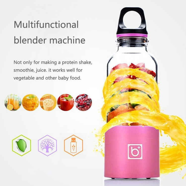 Bingo 500ml Mini Portable USB Rechargeable Electric Juicer Cup Juicer Blender, 22000 Revolutions Per Minute, 2 Blade Head Pink, 2 Blade Head Green, 2 Blade Head Blue, 2 Blade Head Purple, 2 Blade Head Red